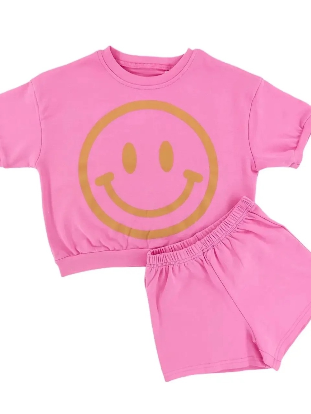 Kids Pink Smiley Short Set